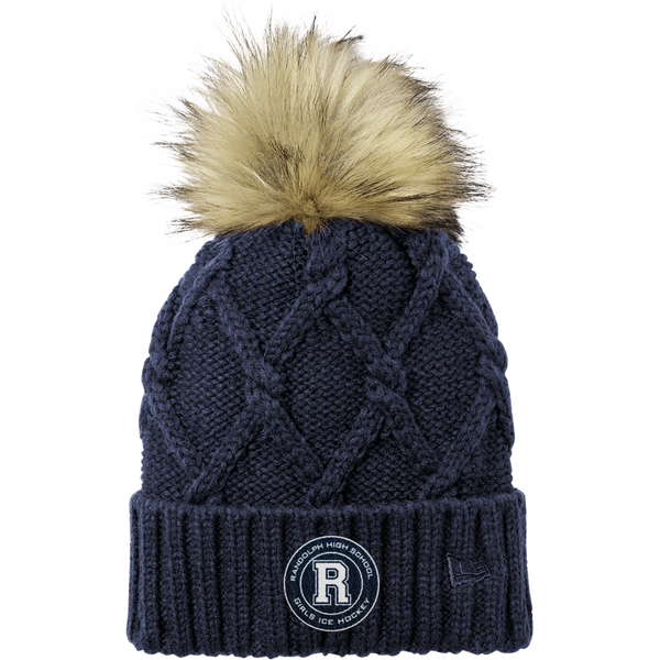 Randolph Girls Hockey New Era Faux Fur Pom Beanie